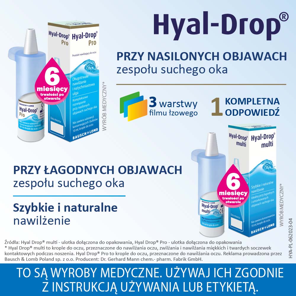 Hyal-Drop Pro , krople nawilżające do oczu, 10 ml