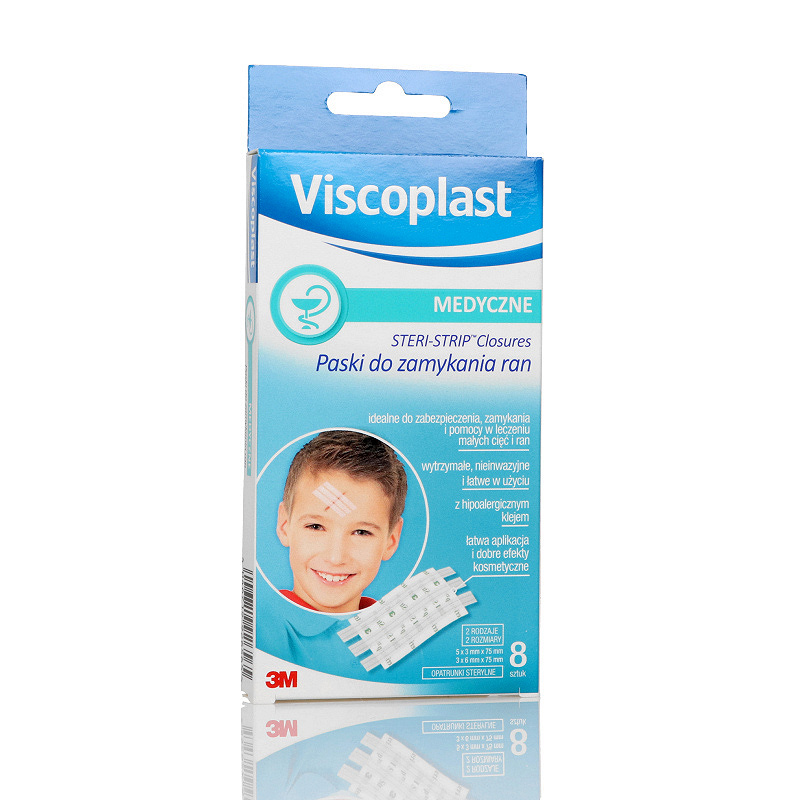 Steri Strip Paski do zamykania ran , białe: 3 x 75 mm - 5 szt. + 6 x 75 mm - 3 szt.