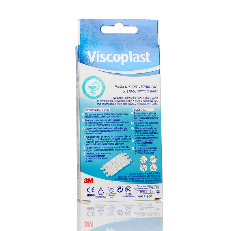 Steri Strip Paski do zamykania ran , białe: 3 x 75 mm - 5 szt. + 6 x 75 mm - 3 szt.