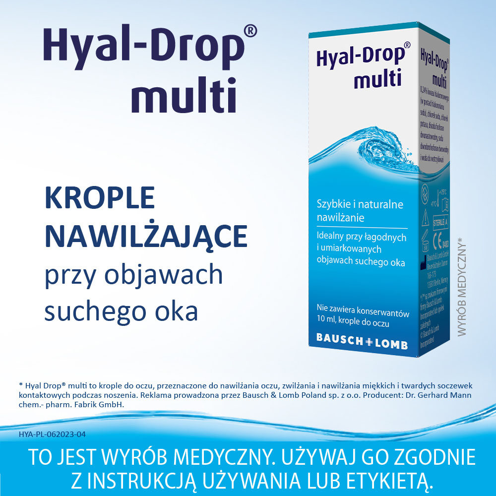 Hyal-Drop Multi, nawilżające krople do oczu, 10 ml