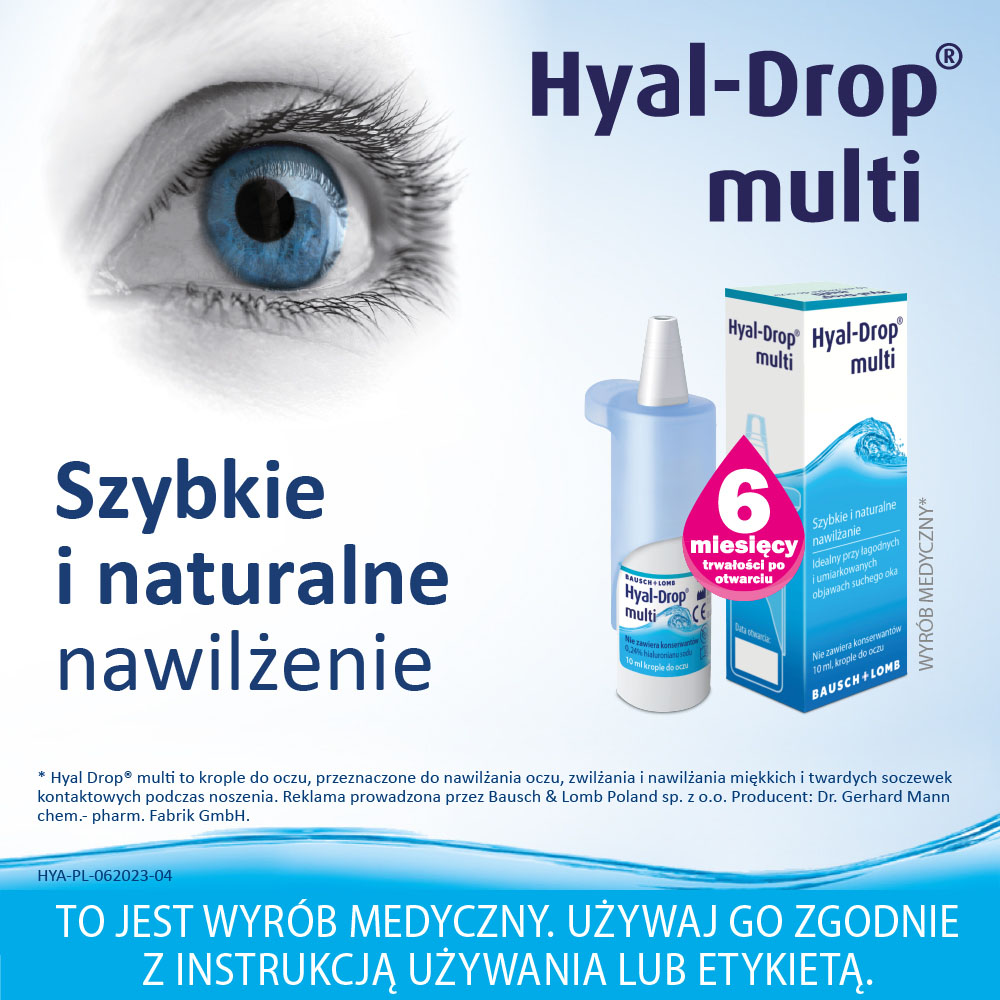 Hyal-Drop Multi, nawilżające krople do oczu, 10 ml