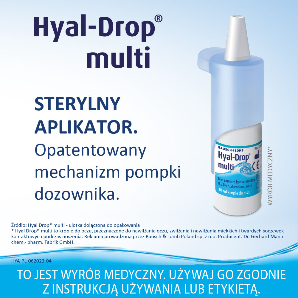Hyal-Drop Multi, nawilżające krople do oczu, 10 ml