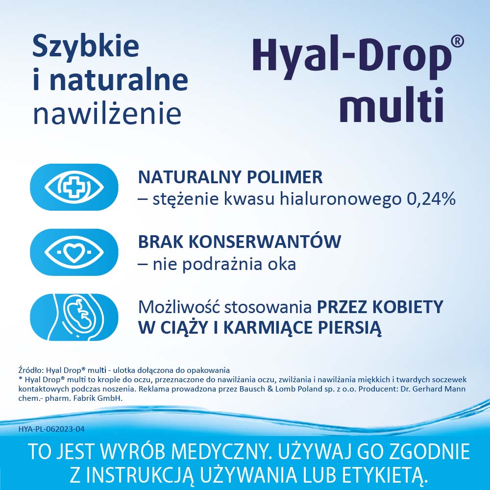 Hyal-Drop Multi, nawilżające krople do oczu, 10 ml