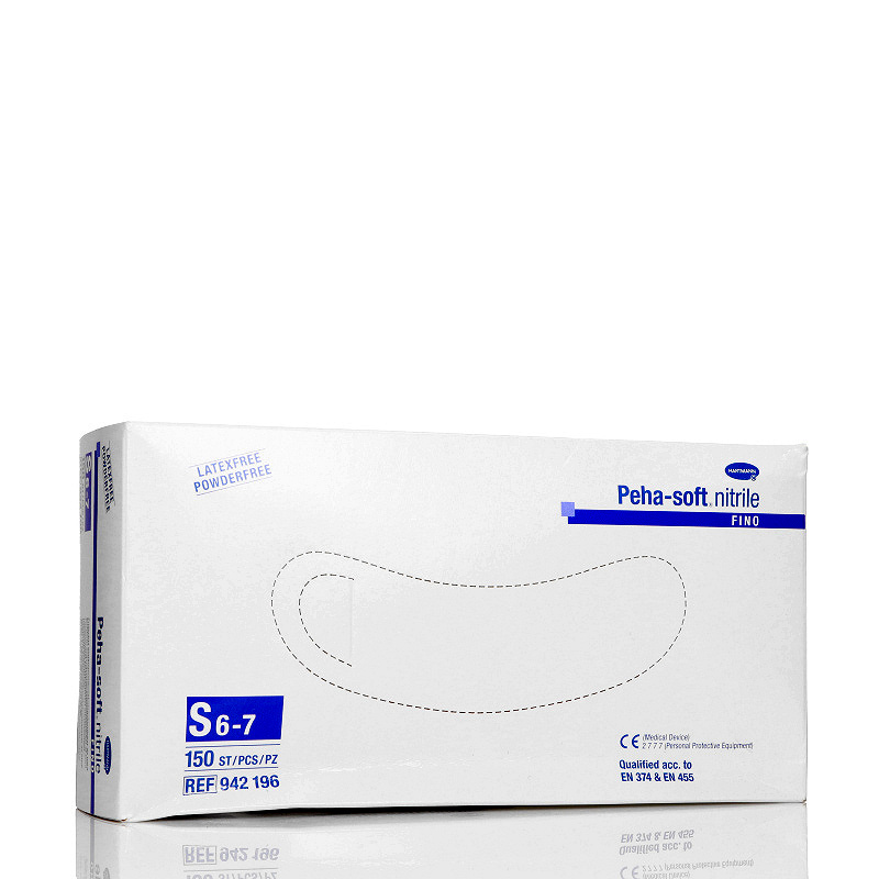Rękawice nitrylowe Peha-soft , niepudrowane, niejałowe, rozmiar S, 150 szt.