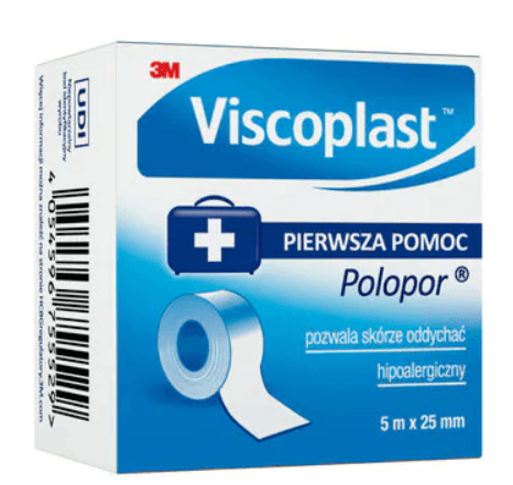 Viscoplast Polopor, przylepiec włókninowy, hipoalergiczny, 5 m x 25 mm, 1 szt.
