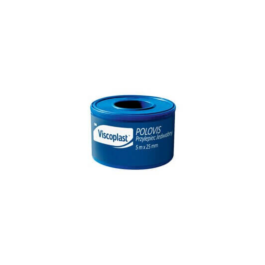 Viscoplast Polovis, przylepiec jedwabny, rolka 5 m x 25 mm, 1 szt.