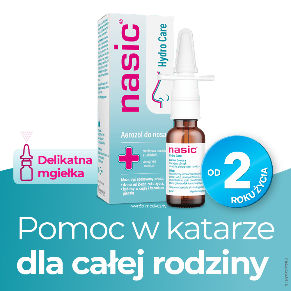 Nasic Hydro Care, spray do nosa z solą hipertoniczną, 15 ml