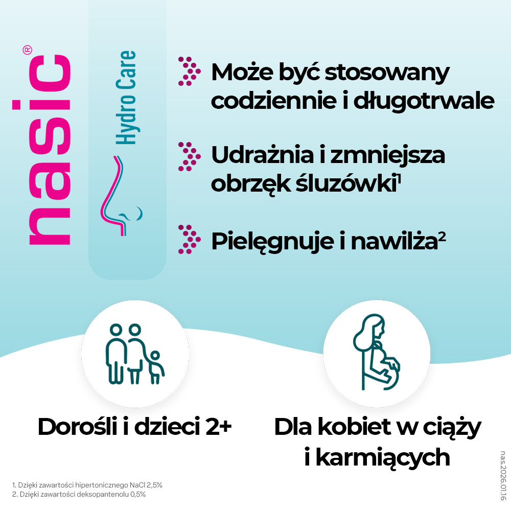 Nasic Hydro Care, spray do nosa z solą hipertoniczną, 15 ml