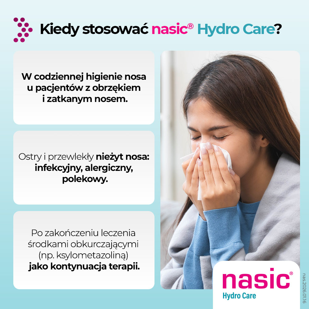 Nasic Hydro Care, spray do nosa z solą hipertoniczną, 15 ml