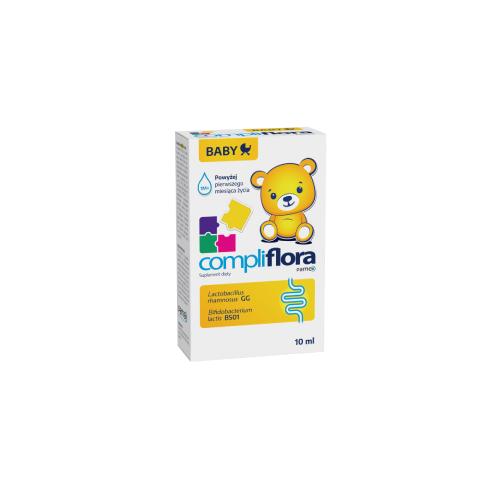 Compliflora Baby, krople dla dzieci ze składnikami wspomagającymi uzupełnienie diety w szczepy bakterii, 10 ml