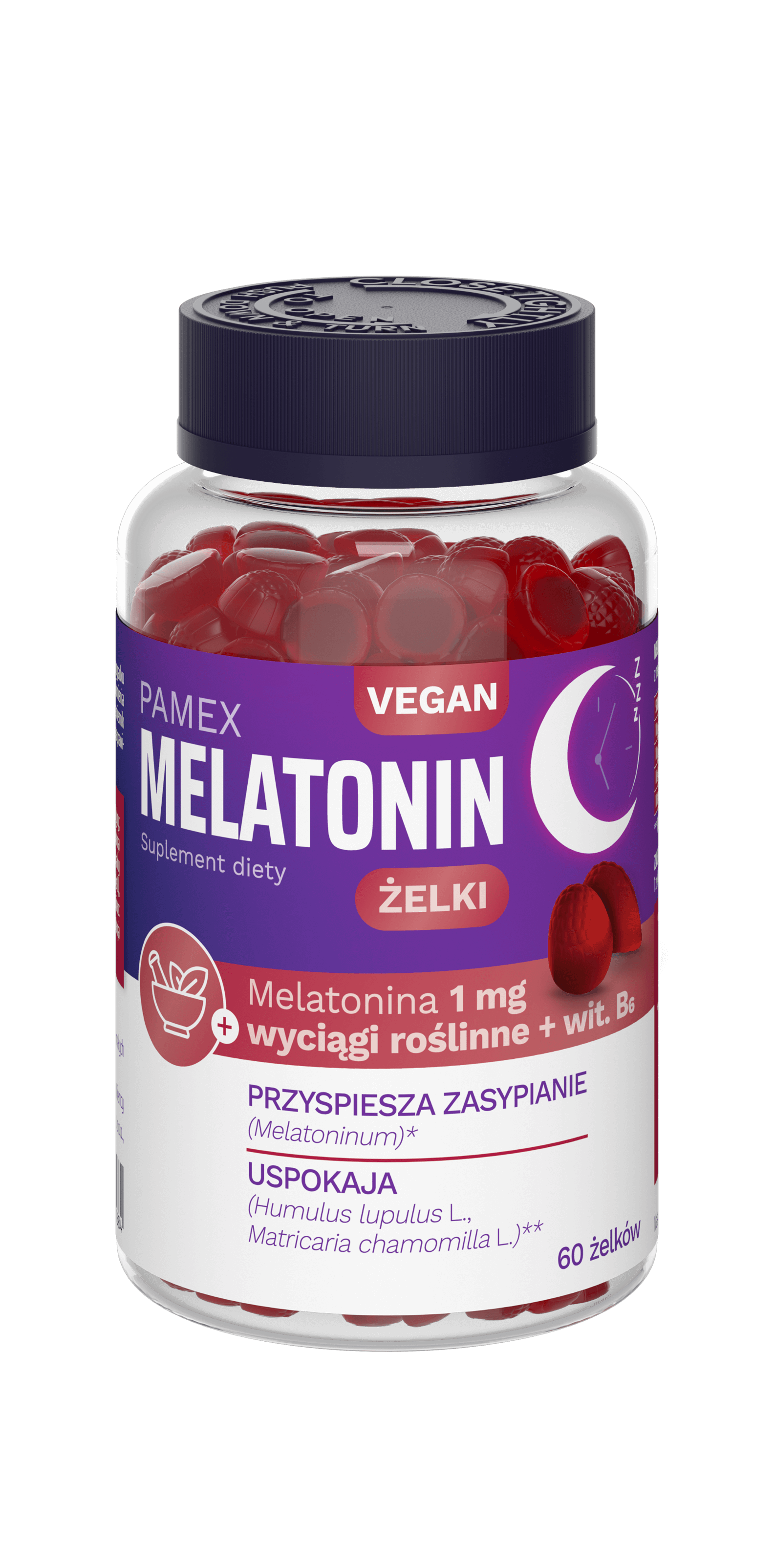 Melatonin PAMEX , żelki wegańskie, 60 szt.