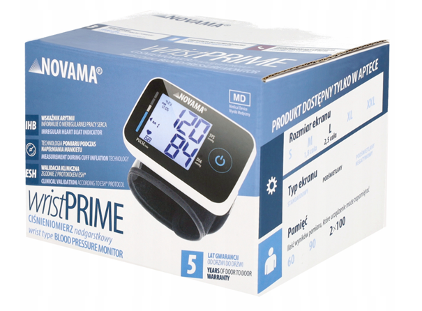 Novama Wristprime, ciśnieniomierz nadgarstkowy elektroniczny, 1 szt.