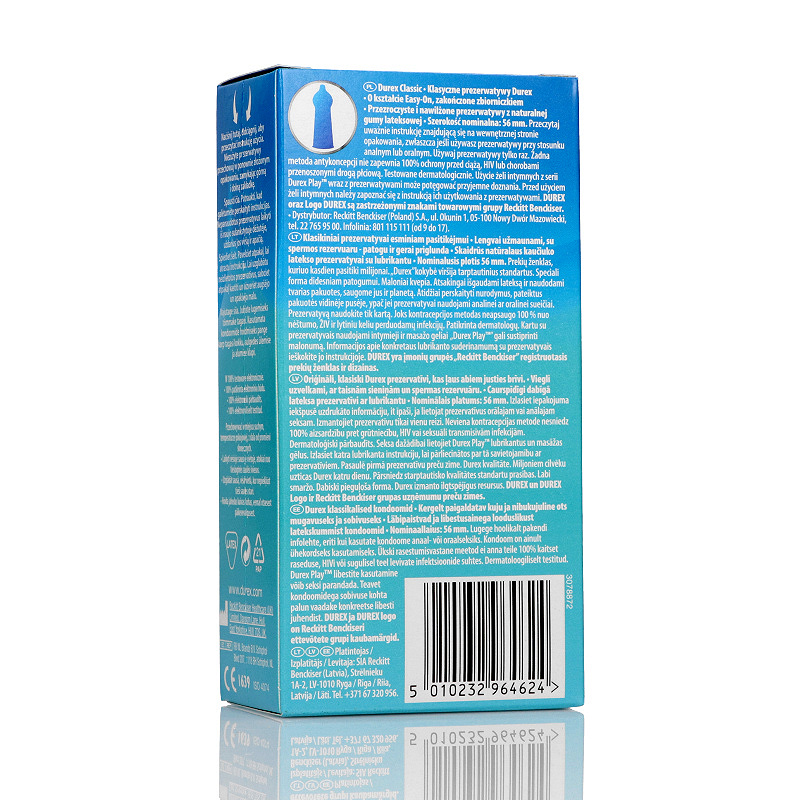 Durex Classic, prezerwatywa klasyczna, 12 szt.