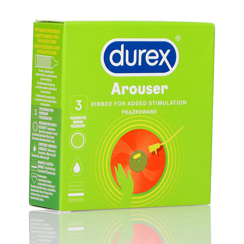 Durex Arouser, prezerwatywa prążkowana, 3 szt.