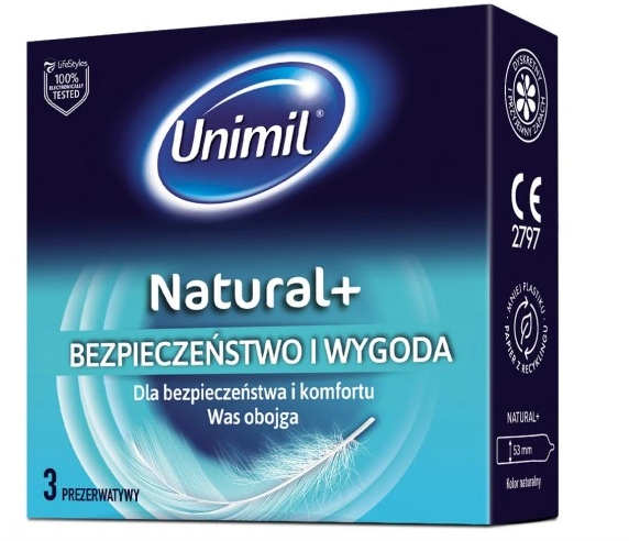 Unimil Natural+, prezerwatywy, 3 szt.