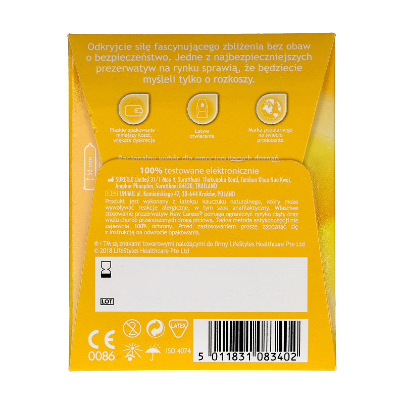 Unimil New Caress Safeness, prezerwatywa, 3 szt.