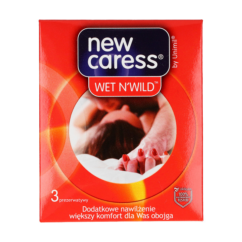 Unimil New Caress Wet n’Wild, prezerwatywa, 3 szt.