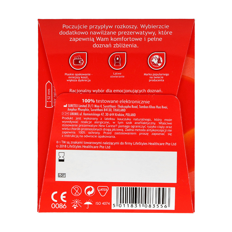 Unimil New Caress Wet n’Wild, prezerwatywa, 3 szt.