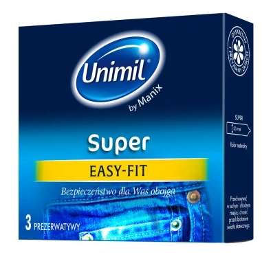 UNIMIL Super Easy-Fit , klasyczne lateksowe prezerwatywy 3 szt.