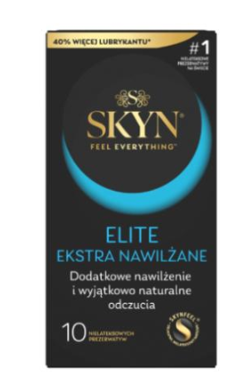 Skyn Elite Ekstra, ekstra nawilżane prezerwatywy, 10 szt.