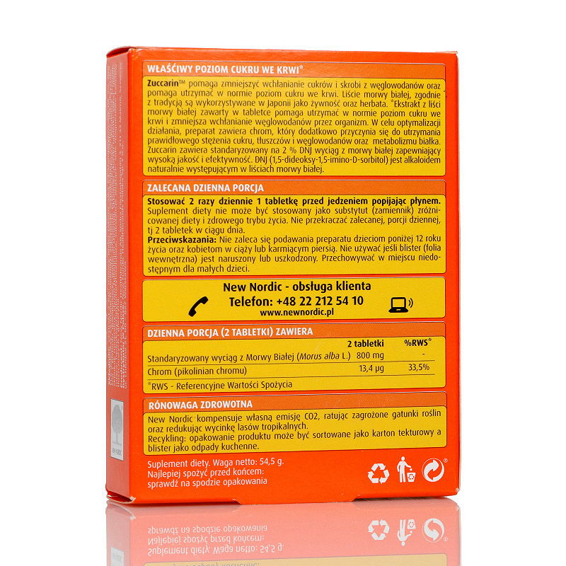Zuccarin, tabletki ze składnikami pomagającymi utrzymać prawidłowy poziom cukru, 60 szt.