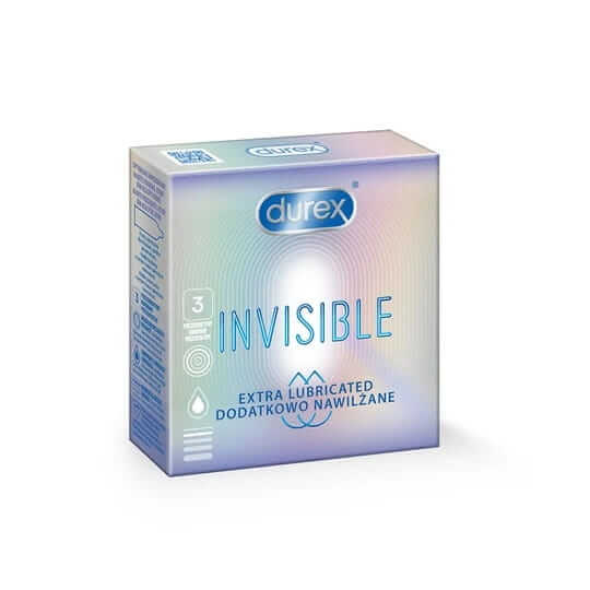 Durex Invisible, dodatkowo nawilżane prezerwatywy, 3 szt.