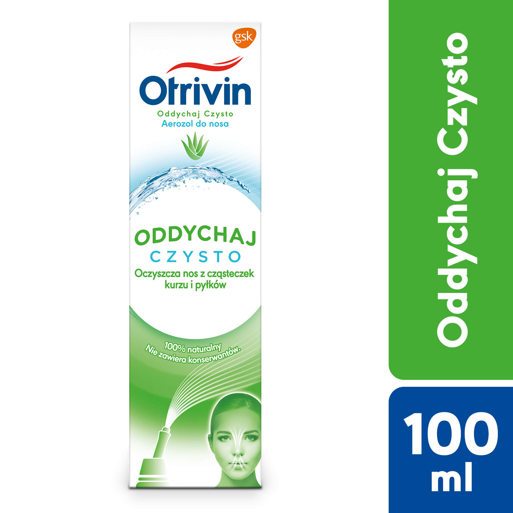 Otrivin Oddychaj Czysto, aerozol usuwający z nosa zanieczyszczenia i alergeny, 100 ml