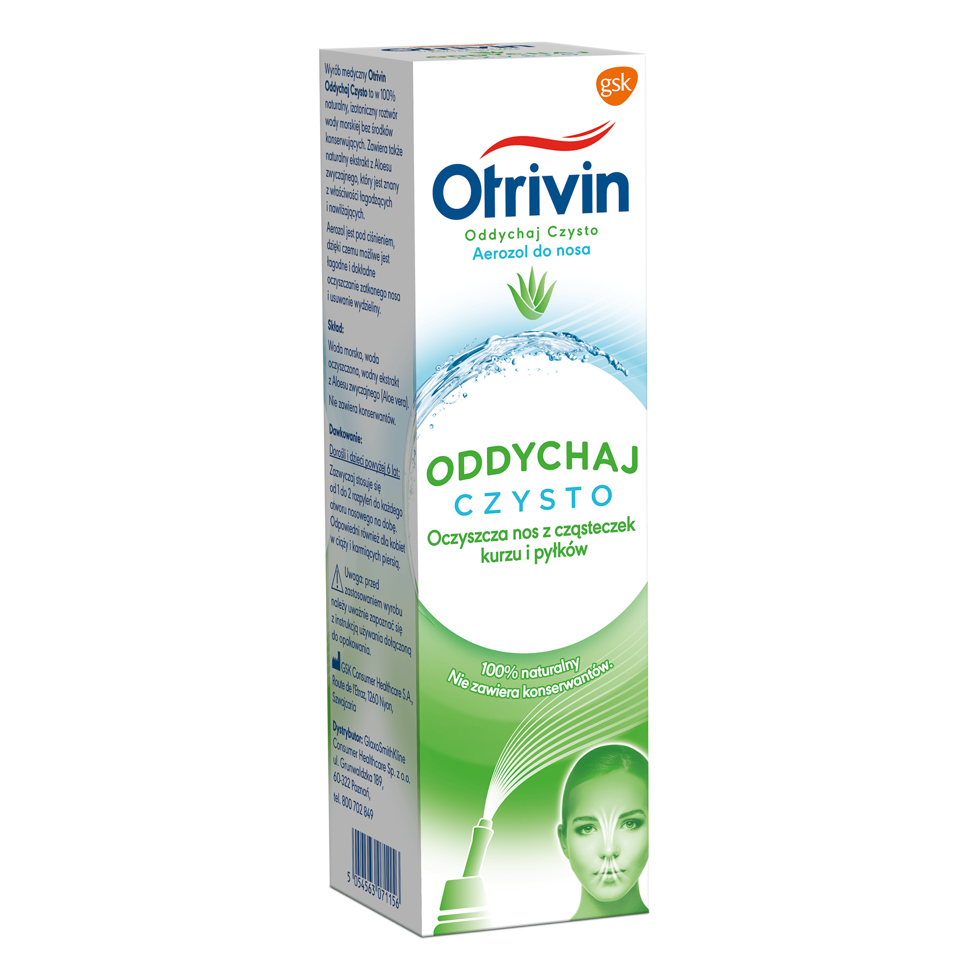 Otrivin Oddychaj Czysto, aerozol usuwający z nosa zanieczyszczenia i alergeny, 100 ml