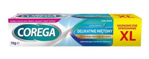Corega Super Mocny, krem mocujący do protez zębowych, delikatnie miętowy, 70g