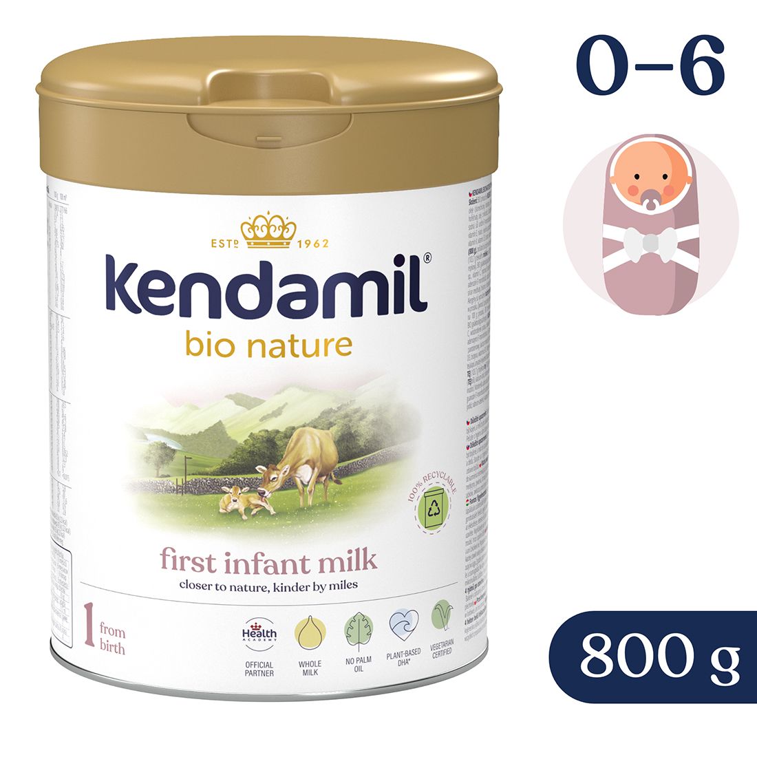 Kendamil BIO Nature 1 DHA+, początkowe, 800 g