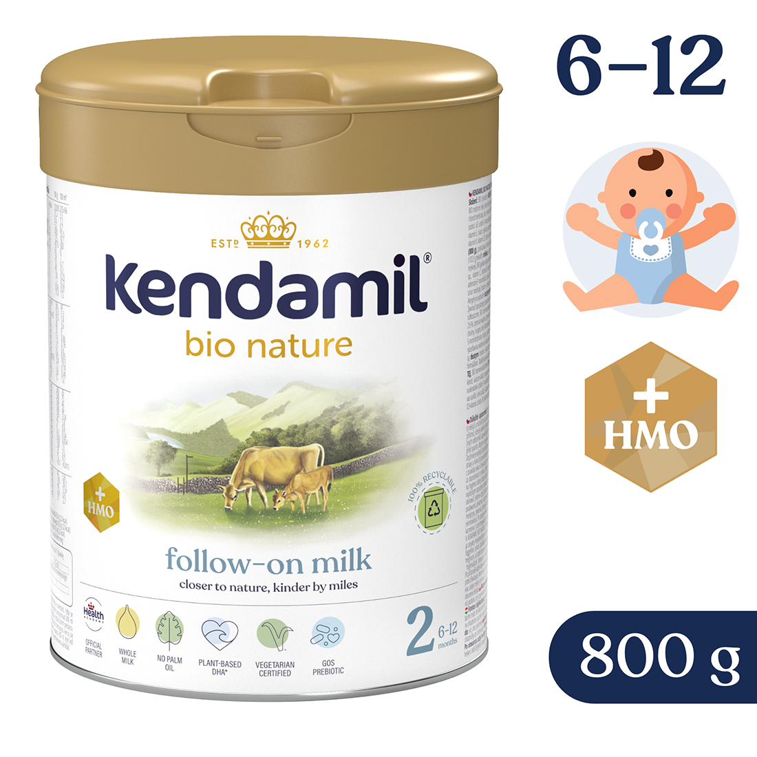 Kendamil BIO Nature 2 HMO+, następne, 800 g