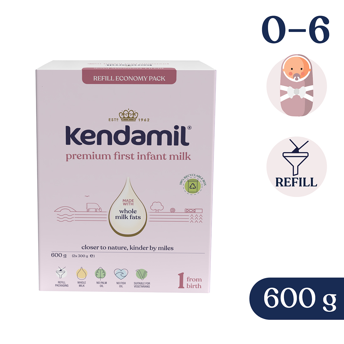 Kendamil Premium 1 Box, mleko początkowe, 600 g