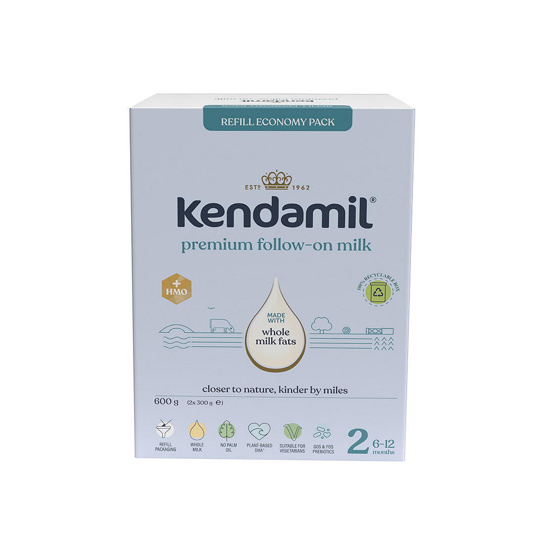 Kendamil Premium 2 HMO+ Box, mleko następne, 600 g