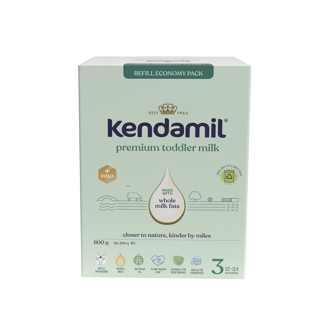 Kendamil Premium 3 HMO+ Box, mleko junior po 12. miesiącu życia, 600 g