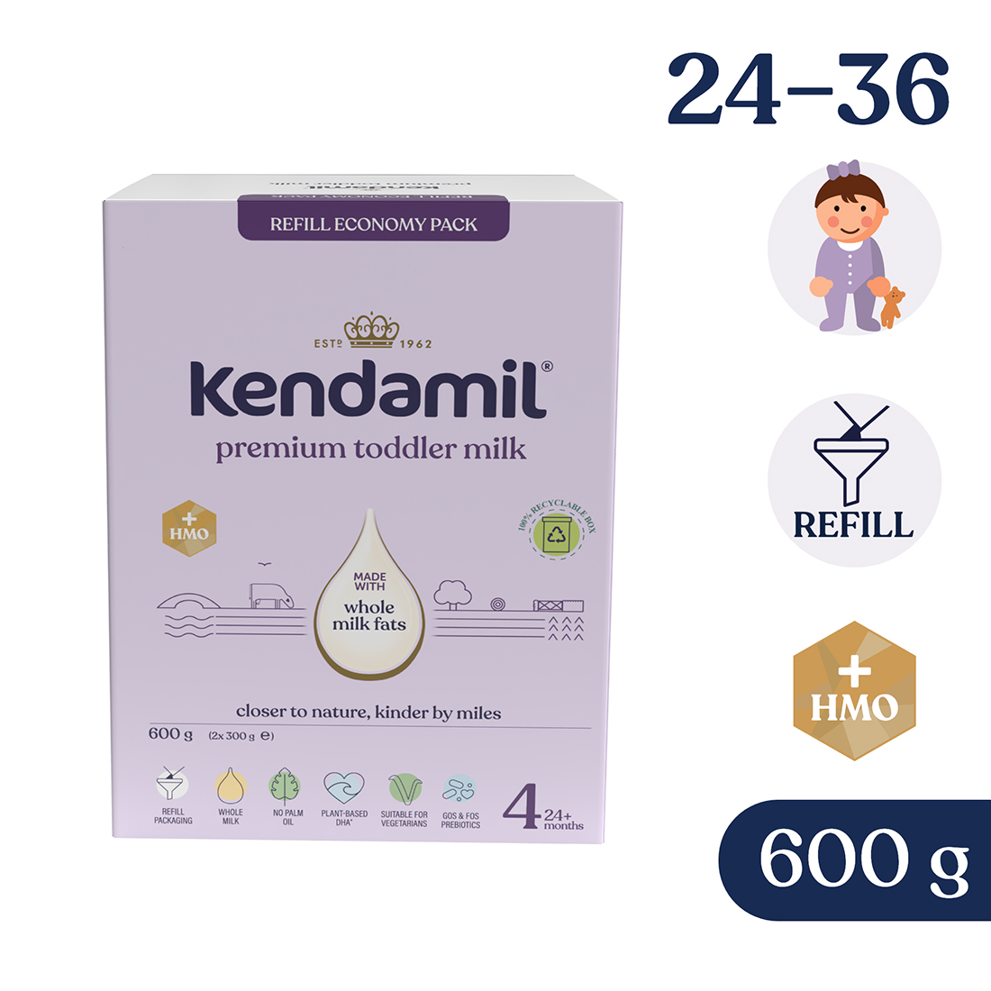 Kendamil Premium 4 HMO+ Box, mleko modyfikowane, 600 g
