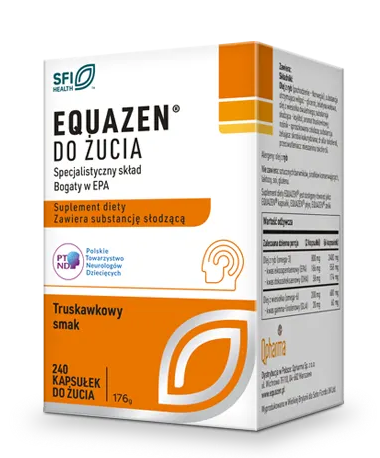 Equazen kapsułki do żucia z dodatkiem oleju z wiesiołka o smaku truskawkowym, 240 szt.