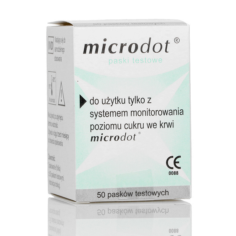Microdot, test paskowy do pomiaru poziomu glukozy we krwi, 50 szt.