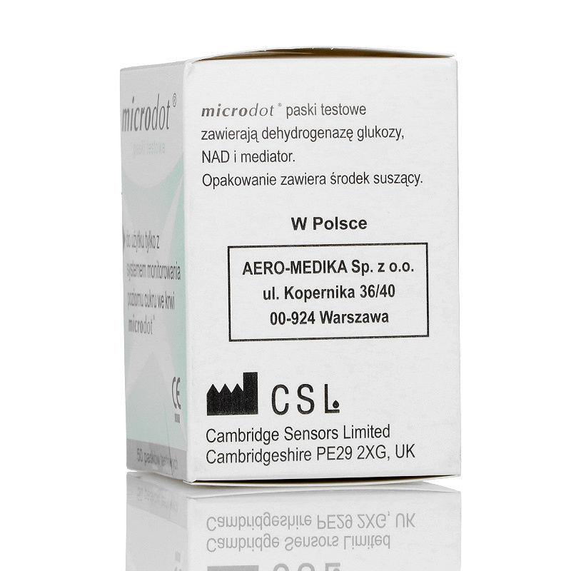 Microdot, test paskowy do pomiaru poziomu glukozy we krwi, 50 szt.