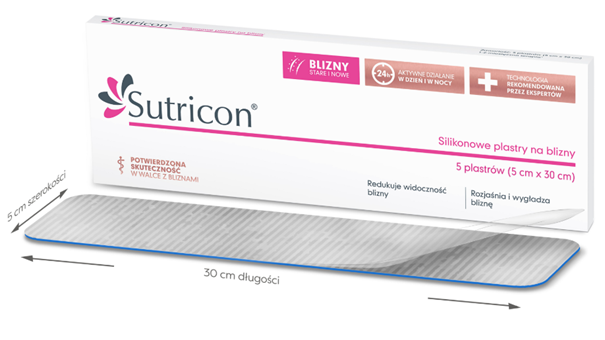 Sutricon, plastry silikonowe na blizny, 5 x 30 cm, 5 szt.