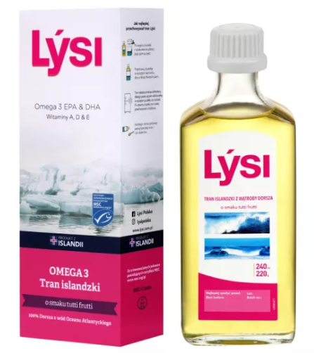 Lysi Tran Islandzki, tutti Frutti 240 ml