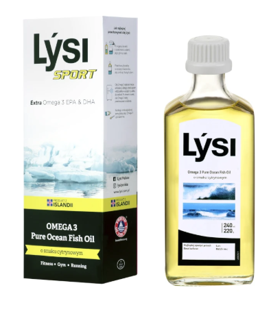 Lysi Sport Omega 3 Pure Ocean , tran, smak cytrynowy 240 ml
