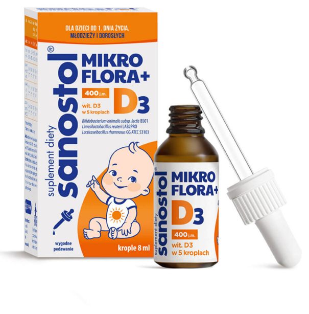 Sanostol Mikroflora+D3, krople, 8ml