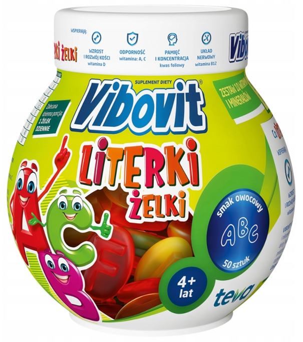 Vibovit Literki żelki o smaku owocowym, 50 szt.