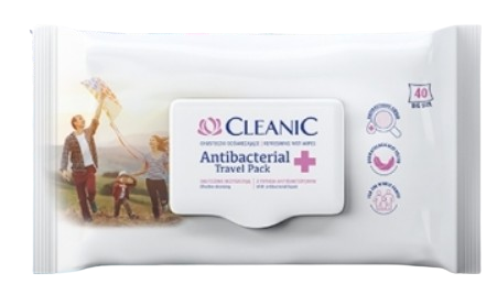 Cleanic Antibacterial Travel Pack, chusteczki odświeżające, 40 szt.