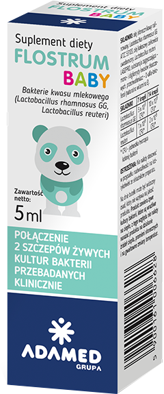 Flostrum Baby, krople ze składnikami uzupełniającymi florę bakteryjną dla dzieci od pierwszych dni życia, 5 ml