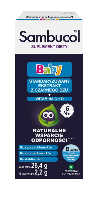 Sambucol Baby, proszek ze składnikami na odporność, 12 sasz.