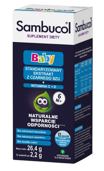 Sambucol Baby, proszek ze składnikami na odporność, 12 sasz.