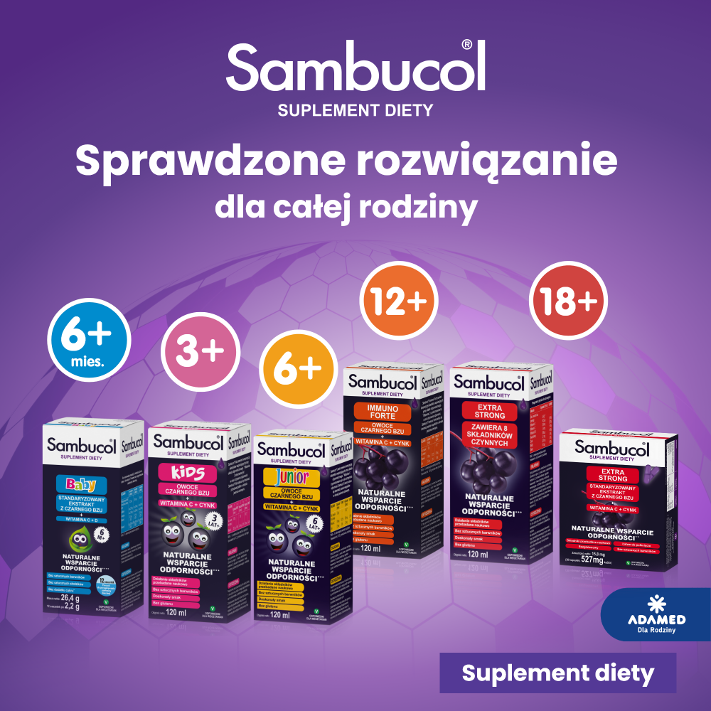 Sambucol Junior, płyn ze składnikami wspomagającymi układ odpornościowy, 120 ml