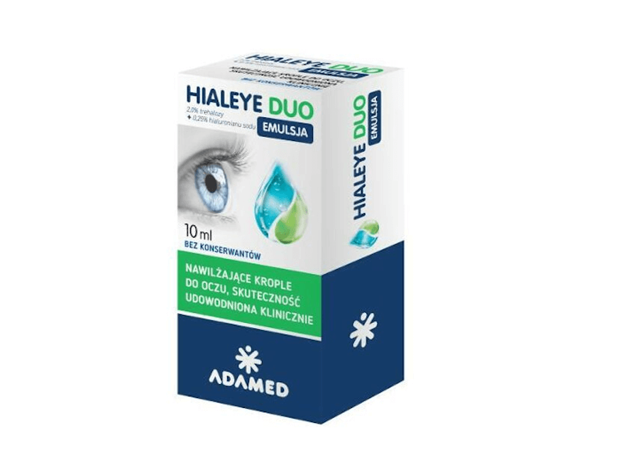 Hialeye Duo Emulsja 2% + 0,2% + 0,1%, krople intensywnie nawilżające do oczu, 10 ml