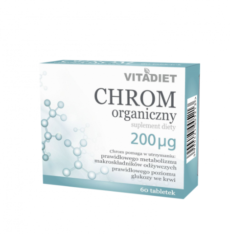 Chrom organiczny tabletki ze składnikami wspomagającymi utrzymanie prawidłowego poziomu glukozy we krwi, 60 szt.